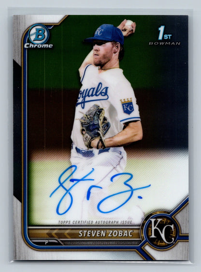 Steven Zobac 2022 Bowman Draft Chrome 1st Auto #CDA-SZ Royals