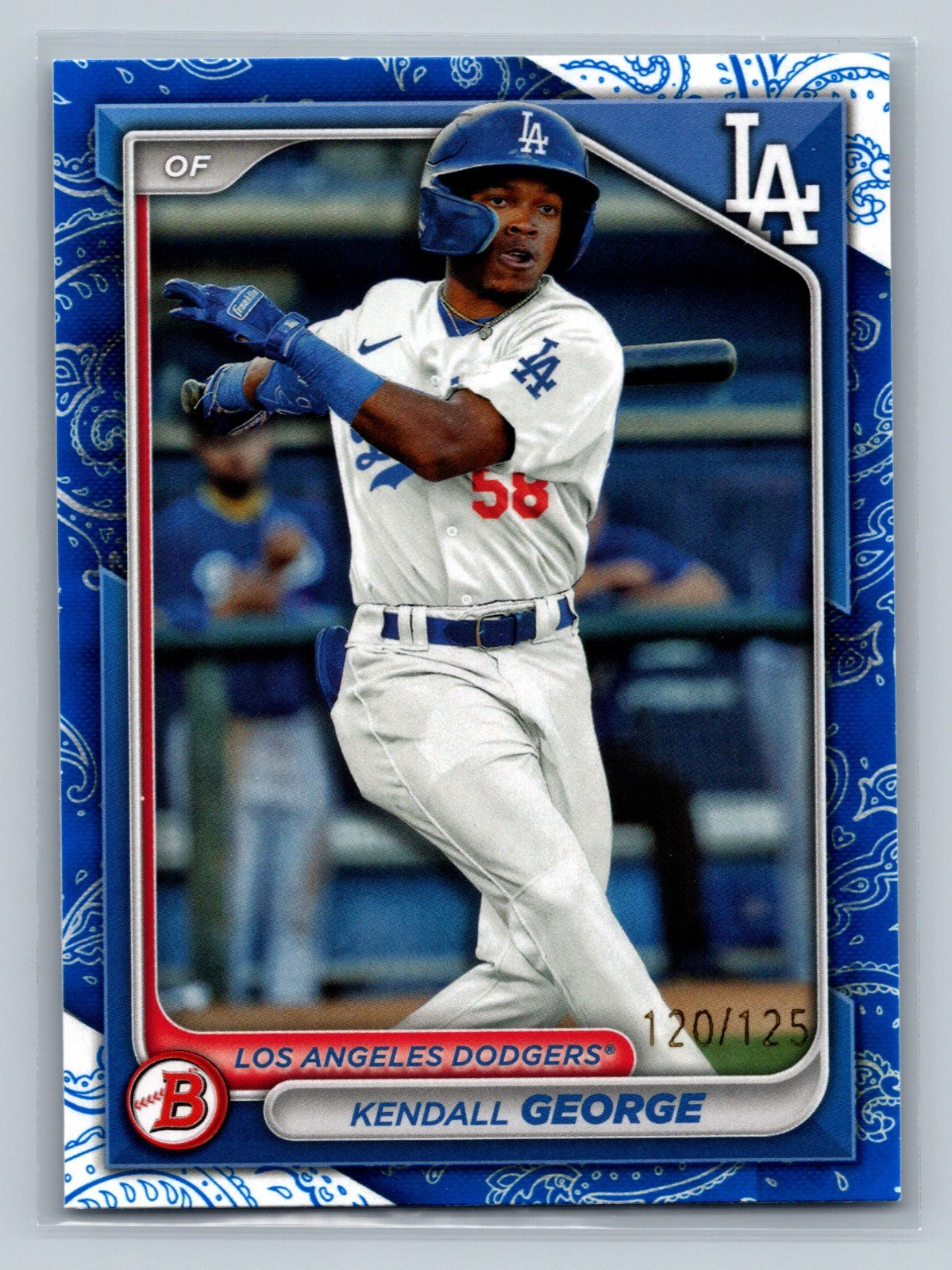 Kendall George 2024 Bowman Prospect Paper Blue Pattern /125 #BP-58 Dodgers