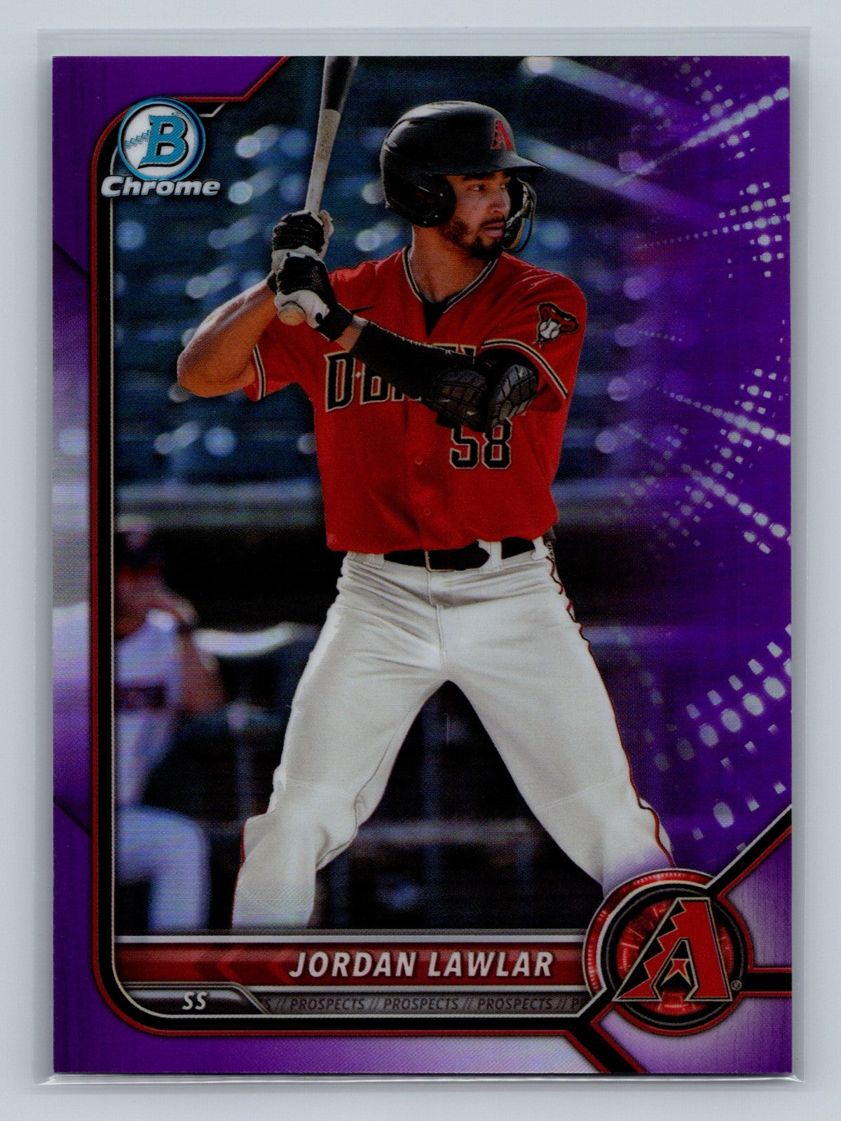 Jordan Lawlar 2022 Bowman Draft Chrome Purple Refractor /250 #BDC-78
