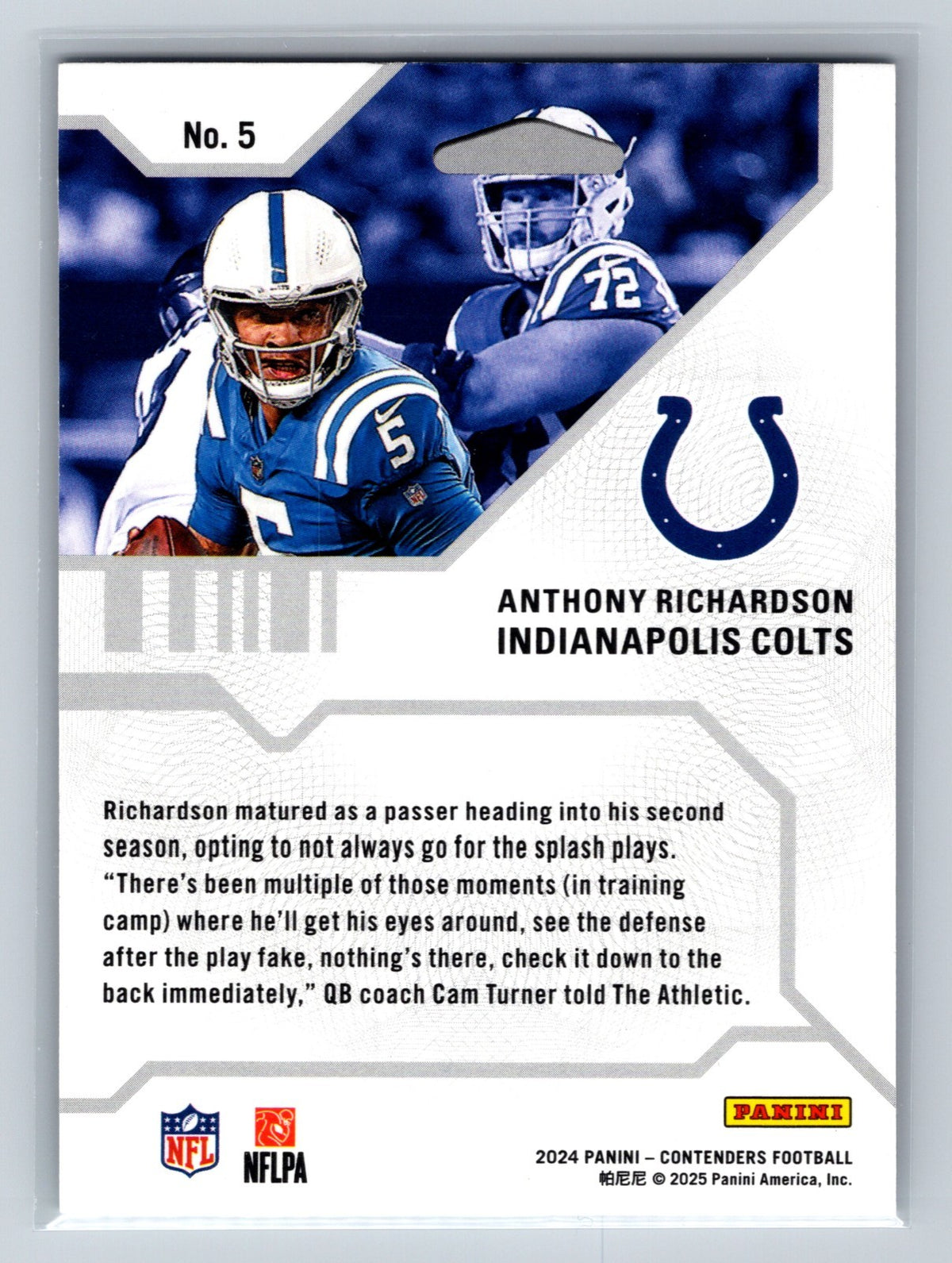 Anthony Richardson 2024 Panini Contenders Hall Pass #5 Colts