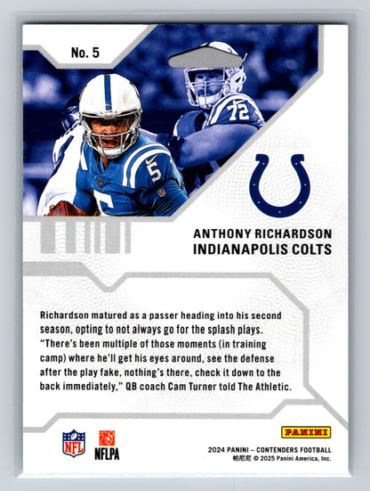 Anthony Richardson 2024 Panini Contenders Hall Pass #5 Colts