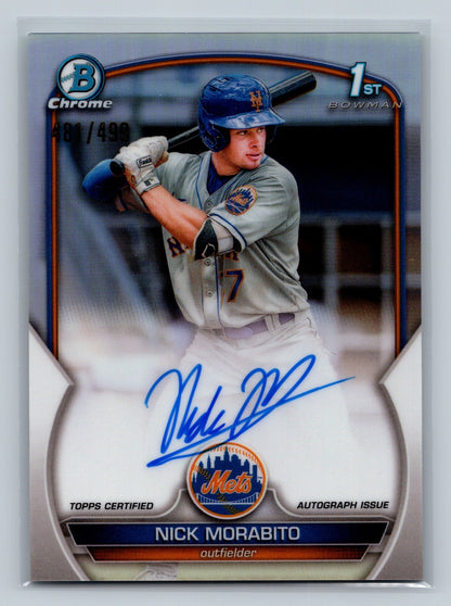 Nick Morabito 2023 Bowman Chrome 1st Refractor Auto /499 #CPA-NM Mets
