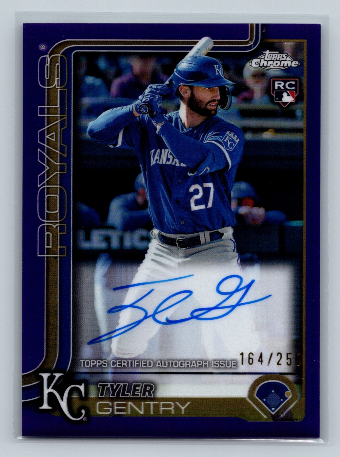 Tyler Gentry 2025 Topps Chrome Purple Refractor Auto RC /250 #RA-TGE Royals