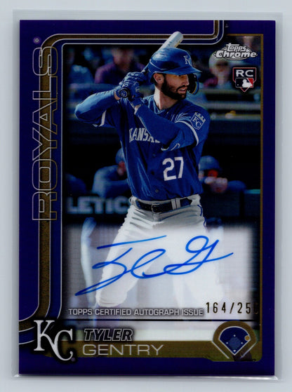Tyler Gentry 2025 Topps Chrome Purple Refractor Auto RC /250 #RA-TGE Royals