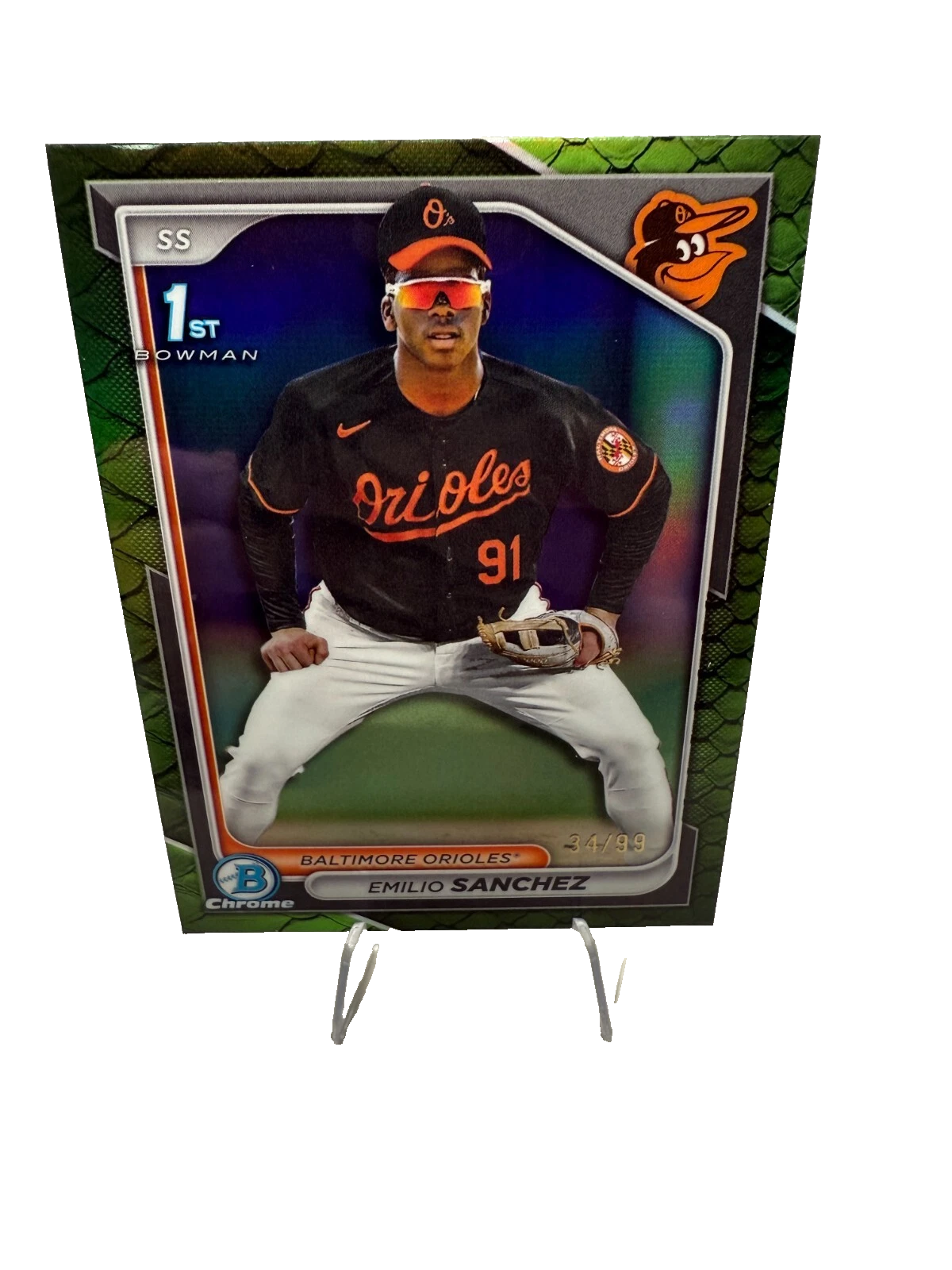 Emilio Sanchez 2024 Bowman Chrome 1st Green Reptilian Refractor /99 #BCP-241