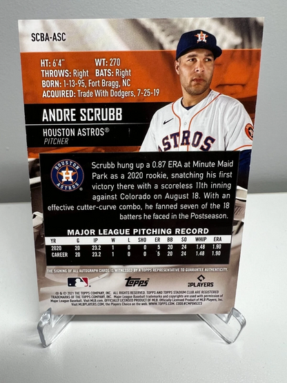 Andre Scrubb 2021 Topps Stadium Club Auto RC #SCBA-ASC Astros