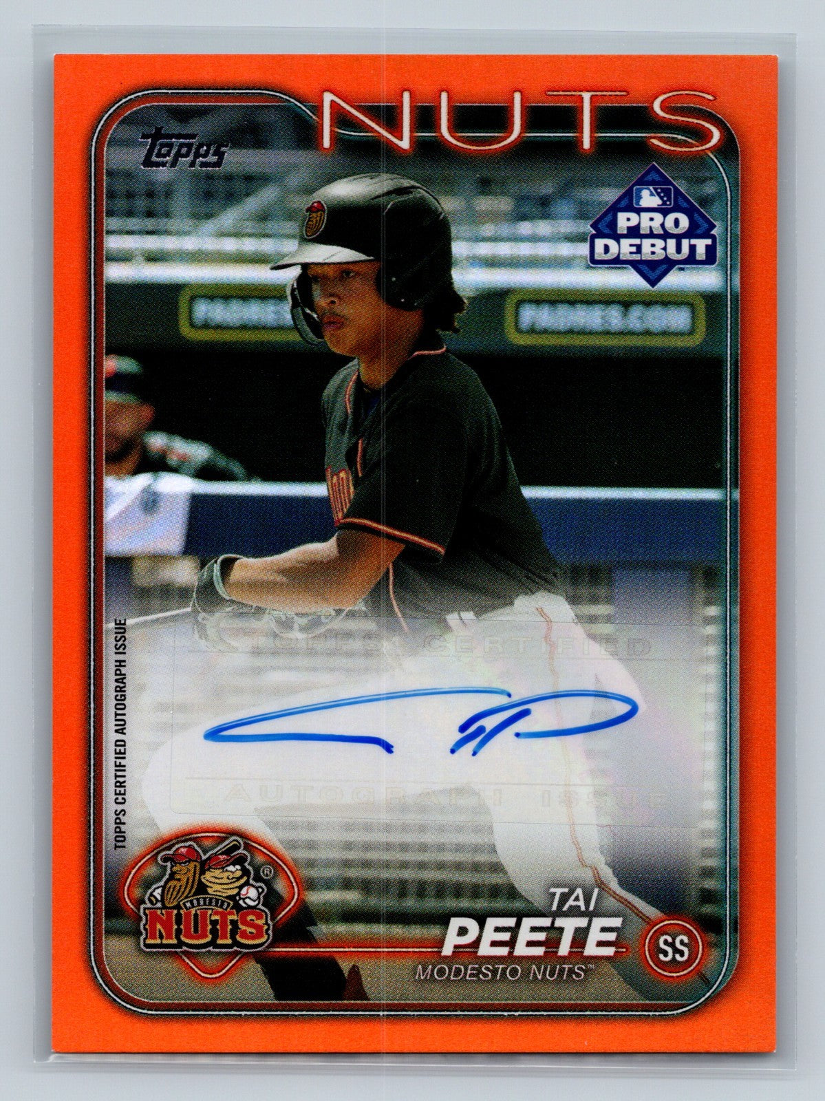 Tai Peete 2024 Topps Pro Debut Orange Foil Auto /25 #PD-107 Nuts