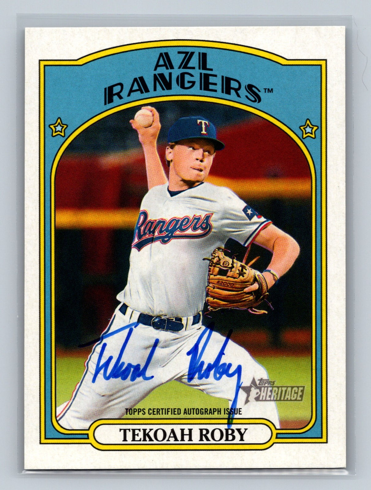 Tekoah Roby 2021 Topps Heritage Minor League Edition Real One Auto #ROA-TR