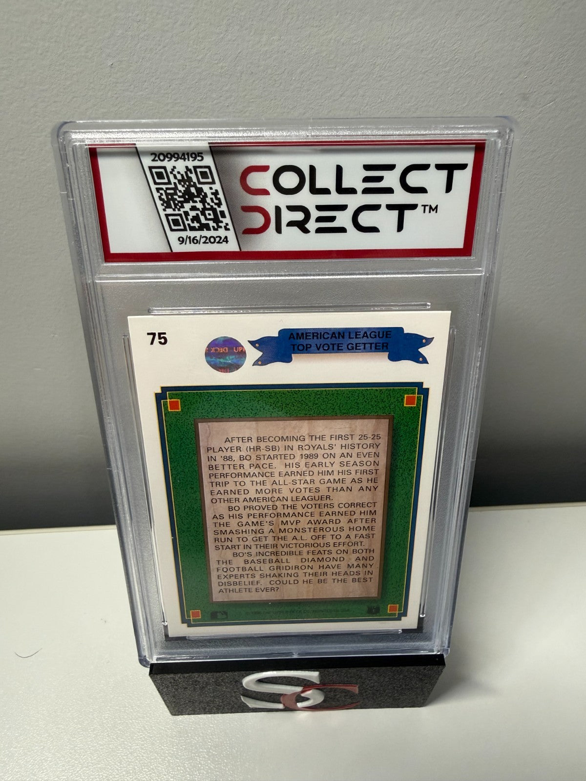 Bo Jackson 1990 Upper Deck #75 Royals Collect Direct 9 Mint
