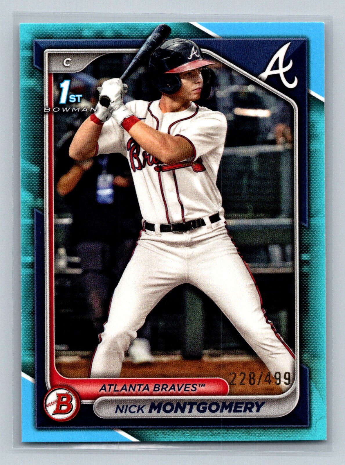 Nick Montgomery 2024 Bowman Draft 1st Paper Sky Blue /499 #BD-129 Braves