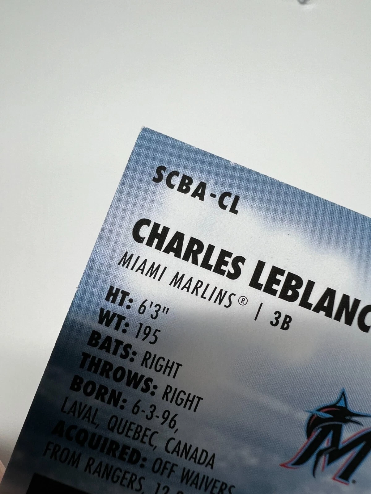Charles Leblanc 2023 Topps Stadium Club Auto RC #SCBA-CL Marlins