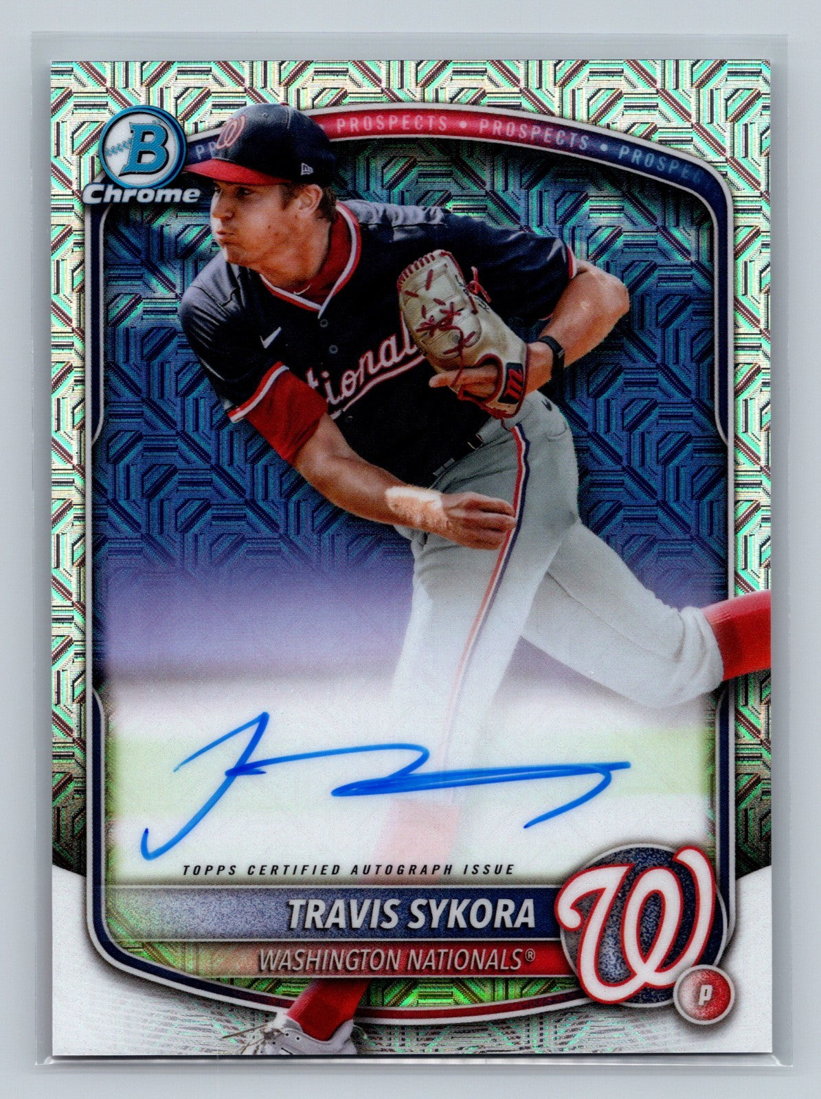 Travis Sykora 2025 Bowman Chrome Mega Box Mojo Refractor Auto #BMA-TS Nationals