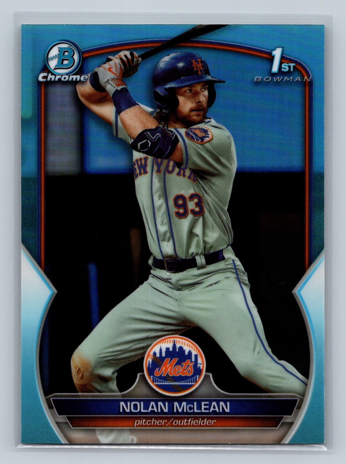 Nolan McLean 2023 Bowman Draft Chrome 1st Sky Blue Refractor #BDC-96 Mets