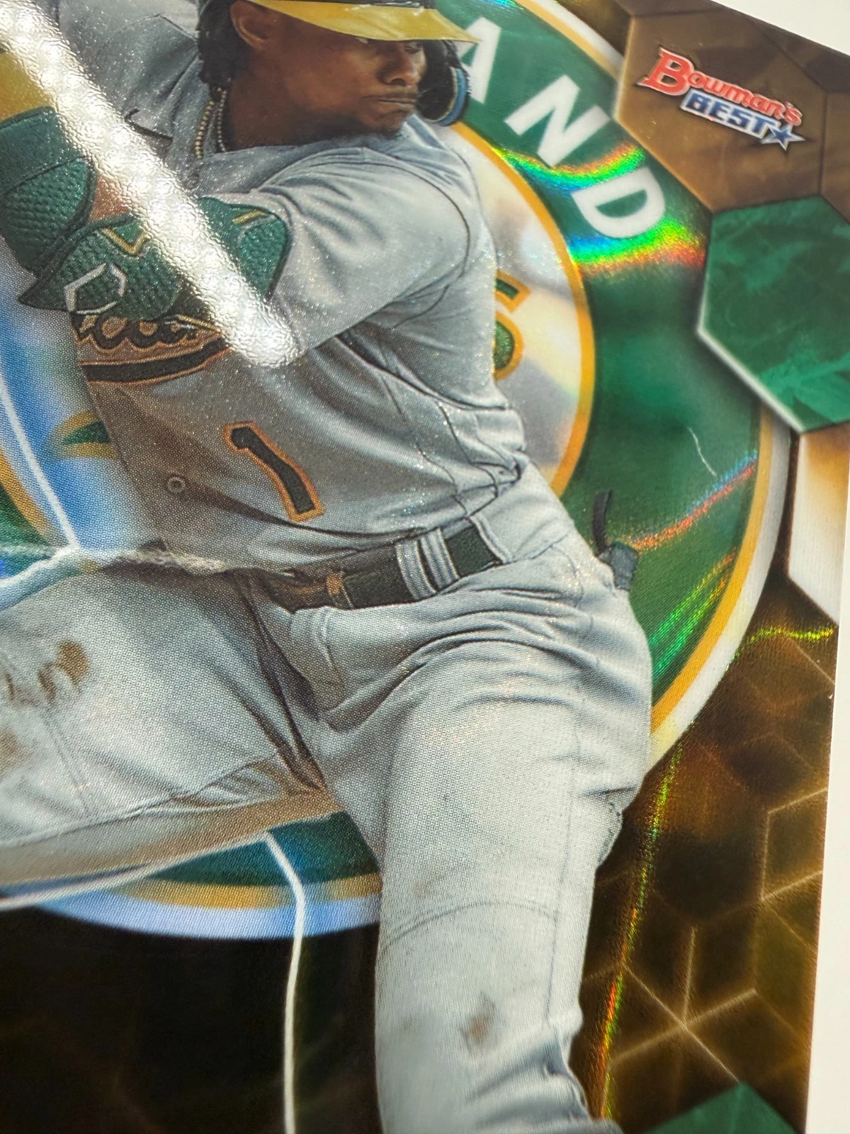Esteury Ruiz 2023 Bowman's Best Gold Lava Refractor RC /75 #14 Athletics