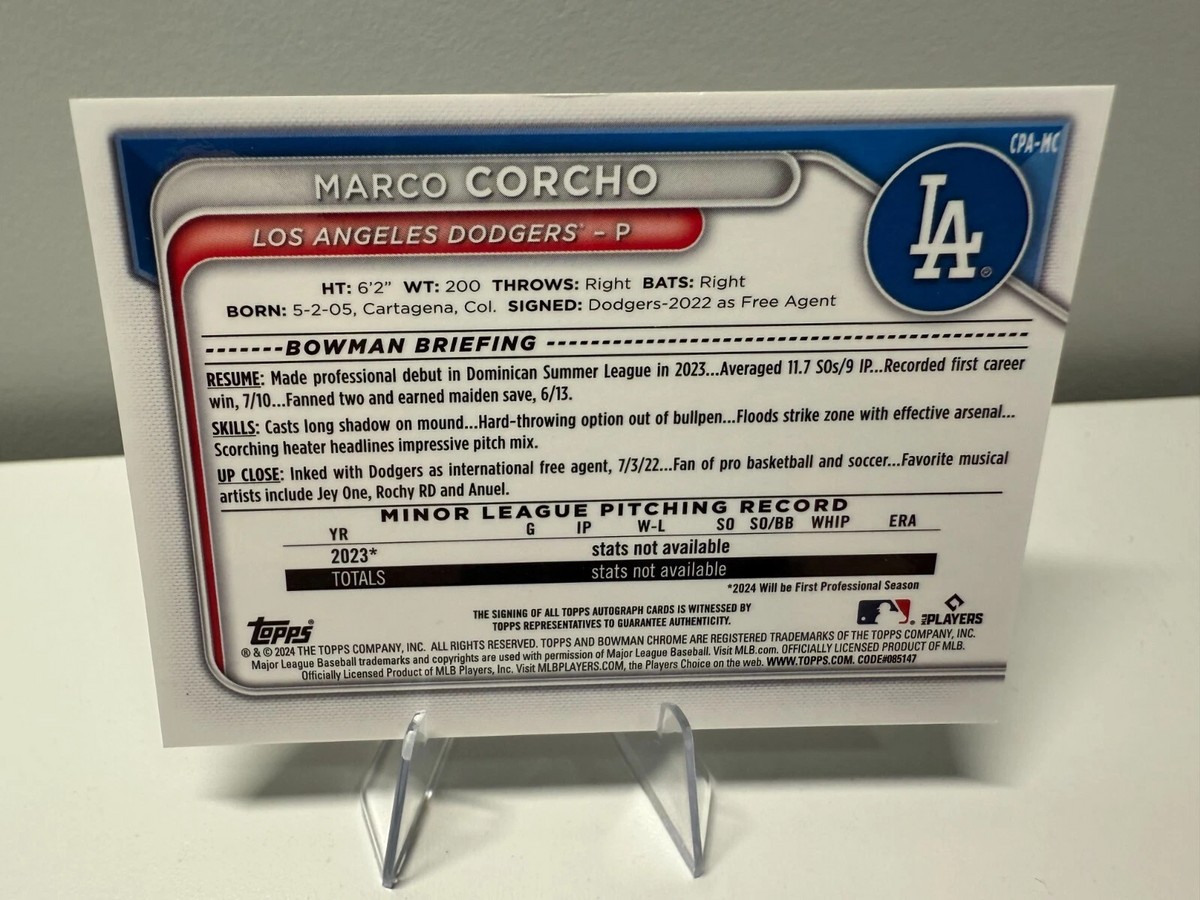 Marco Corcho 2024 Bowman Chrome 1st Blue Reptilian Refractor Auto /150 #CPA-MC