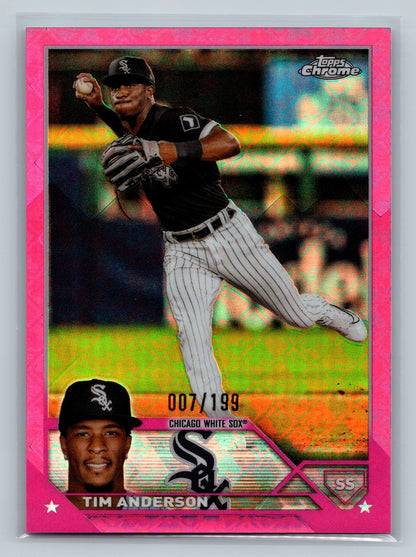 Tim Anderson 2023 Topps Chrome Logofractor Pink Refractor /199 #211 White Sox
