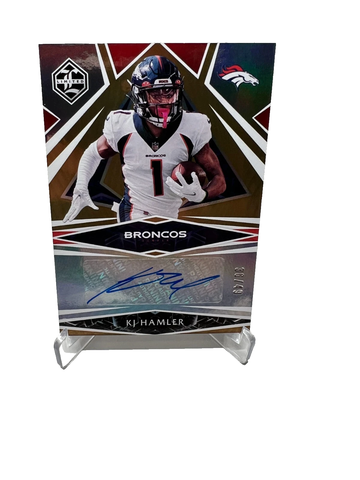 K.J. Hamler 2021 Panini Limited Auto /49 #TT-KH Broncos
