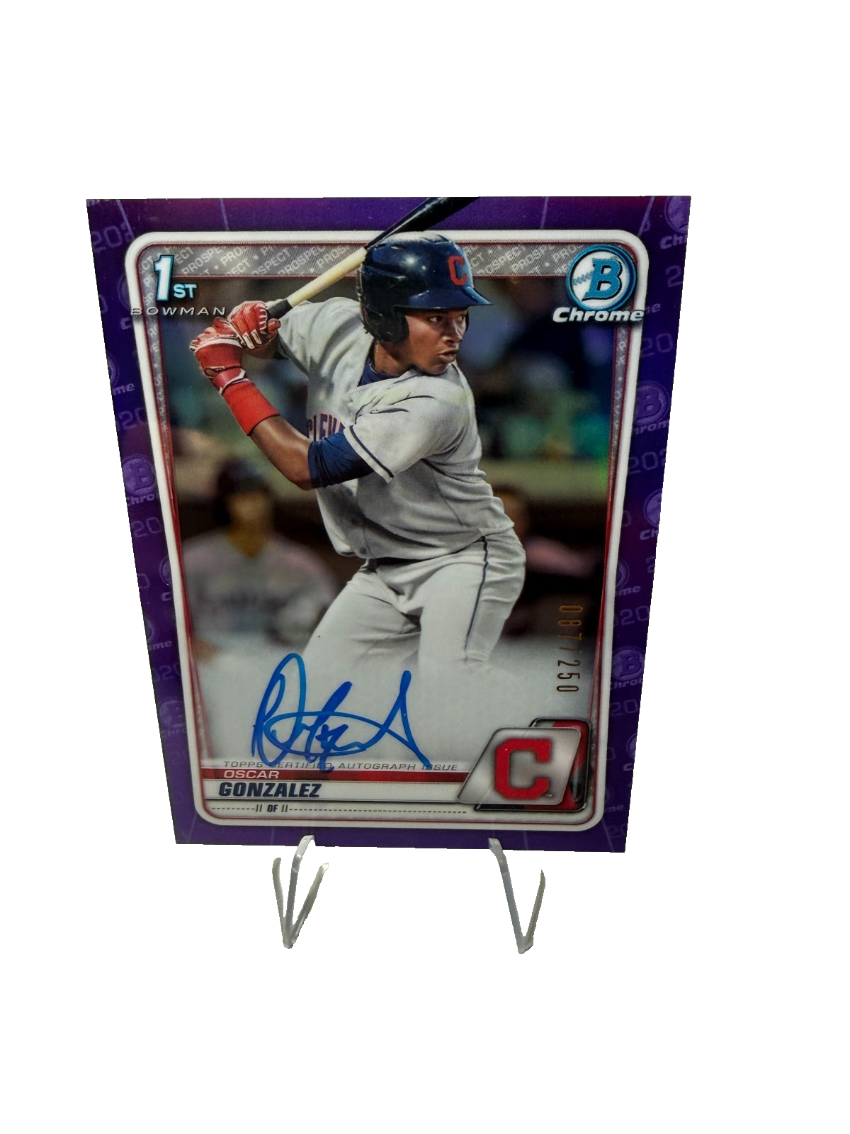 Oscar Gonzalez 2020 Bowman Chrome 1st Purple Refractor Auto /250 #CPA-OG