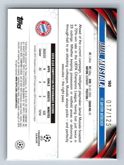 Jamal Musiala 2023-24 Topps UEFA Club Competitions Green Inferno Refractor /125