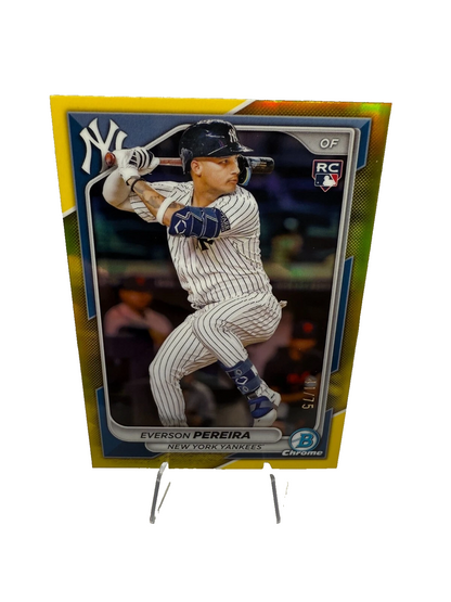 Everson Pereira 2024 Bowman Chrome Yellow Refractor RC /75 #72 Yankees