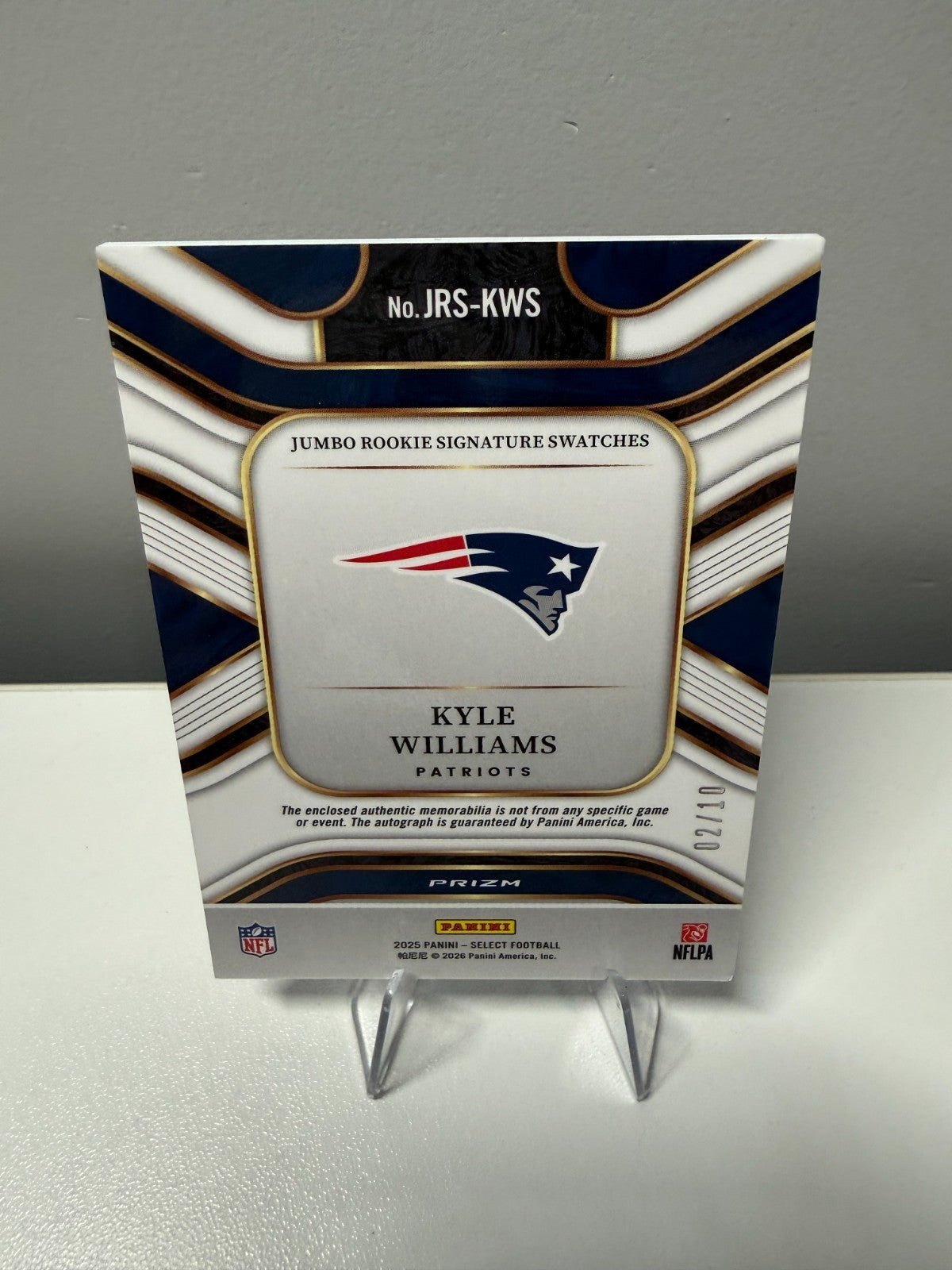 Kyle Williams 2025 Panini Select Jumbo Swatches Gold Checkerboard Auto RC /10