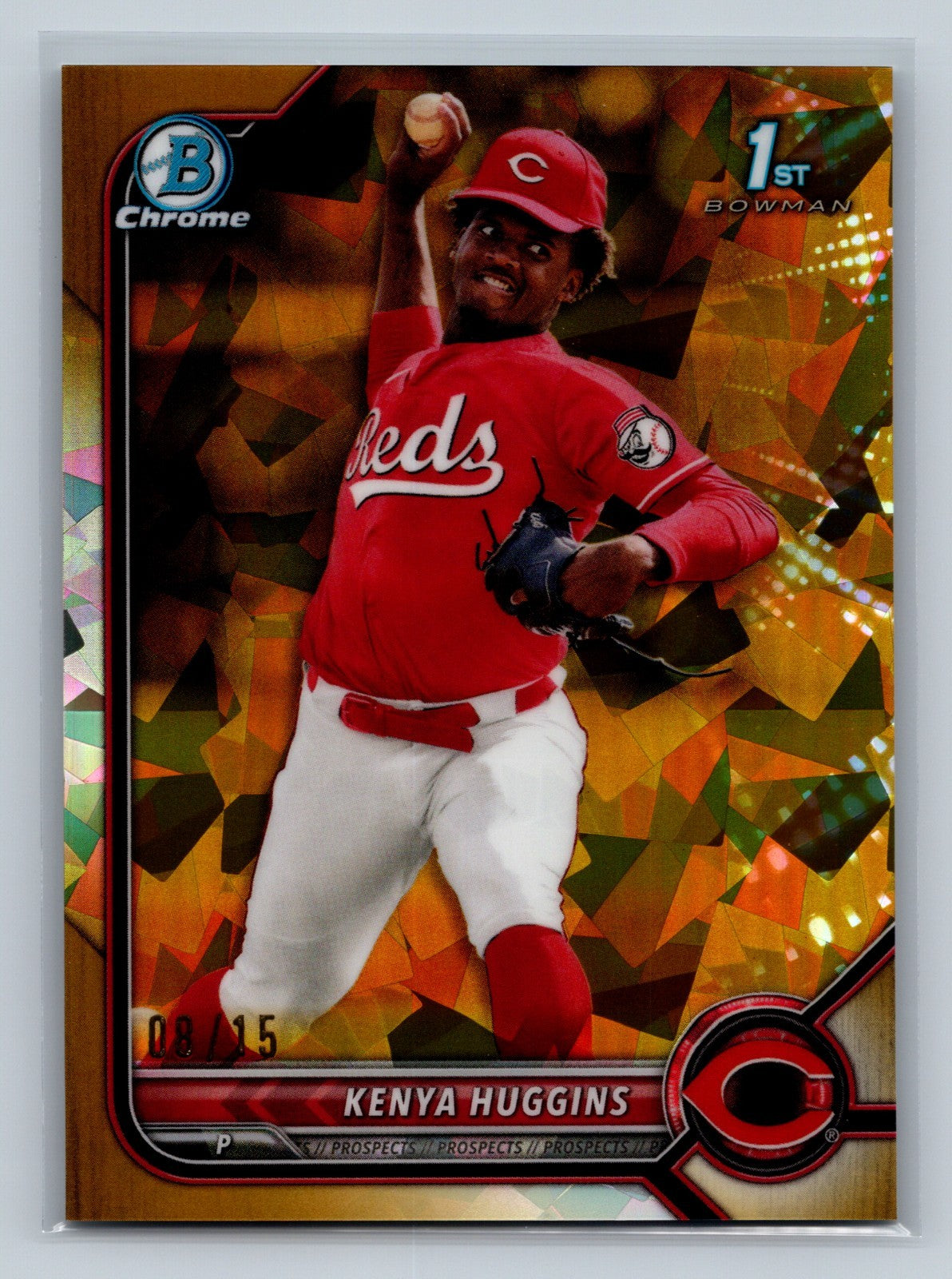 Kenya Huggins 2022 Bowman Draft Chrome 1st Sapphire Gold Refractor /15 #BDC-140