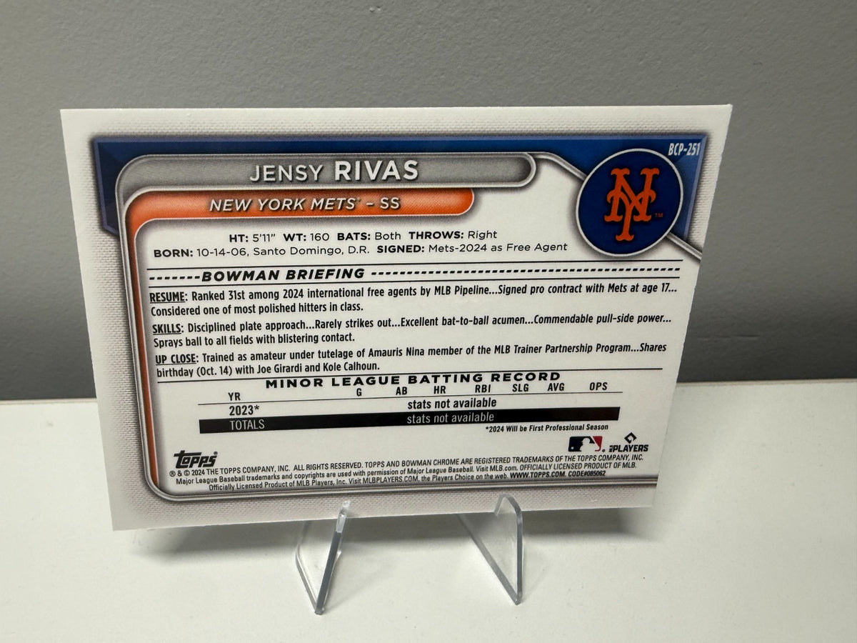 Jensy Rivas 2024 Bowman Chrome 1st Aqua Refractor /125 #BCP-251 Mets