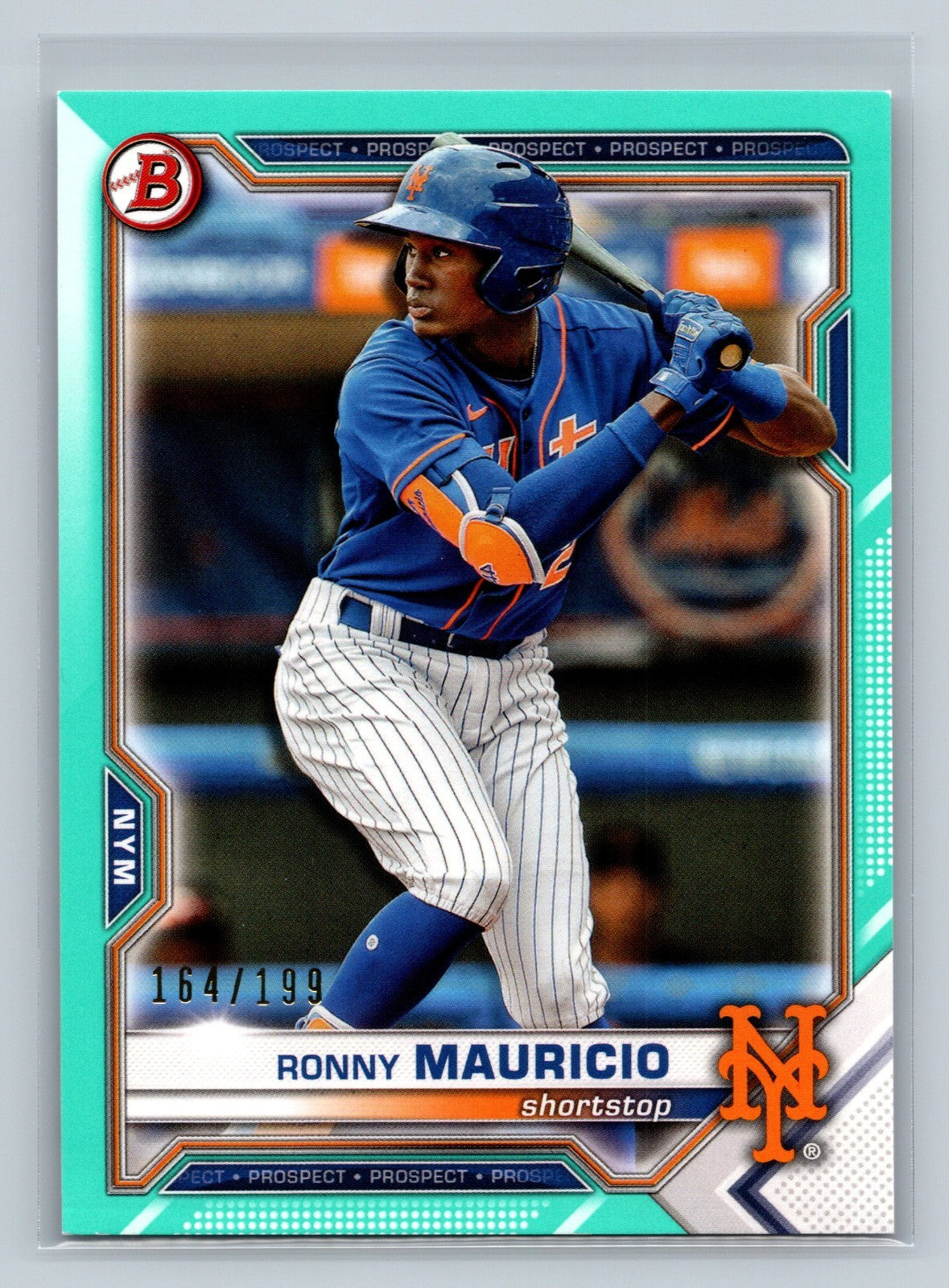 Ronny Mauricio 2021 Bowman Draft Paper Aqua /199 #BD-52 Mets