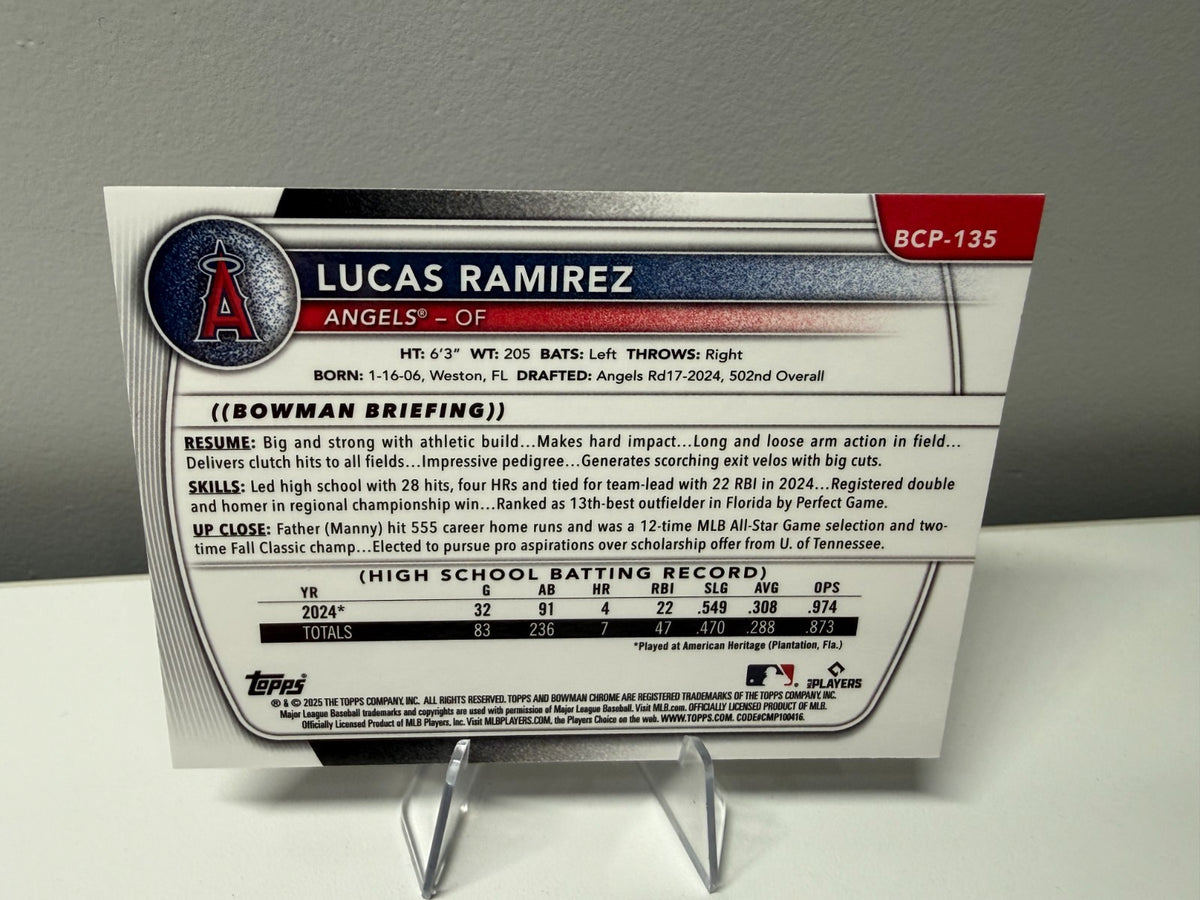 Lucas Ramirez 2025 Bowman Chrome 1st Purple Refractor /250 #BCP-135 Angels