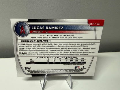 Lucas Ramirez 2025 Bowman Chrome 1st Purple Refractor /250 #BCP-135 Angels