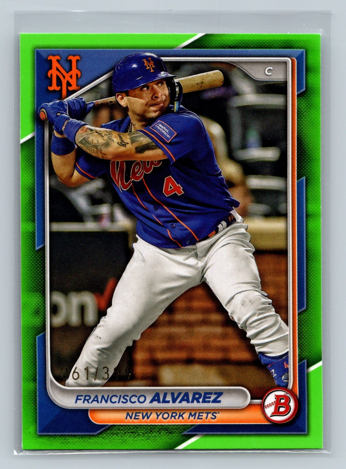 Francisco Alvarez 2024 Bowman Paper Neon Green /399 #75 Mets