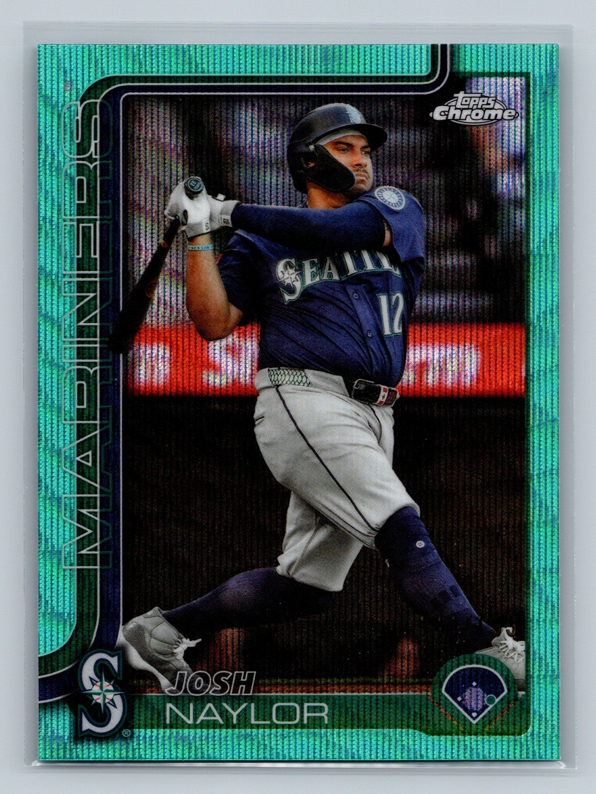 Josh Naylor 2025 Topps Chrome Update Aqua Wave Refractor /199 #USC62 Mariners