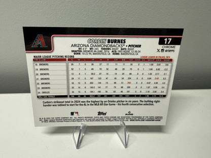 Corbin Burnes 2025 Topps Chrome Green Wave Refractor /99 #17 Diamondbacks