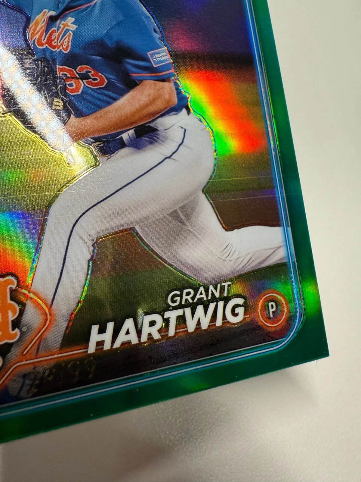 Grant Hartwig 2024 Topps Chrome Green Refractor RC /99 #45 Mets