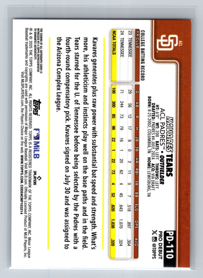 Kavares Tears 2025 Topps Pro Debut Auto #PD-110 Padres