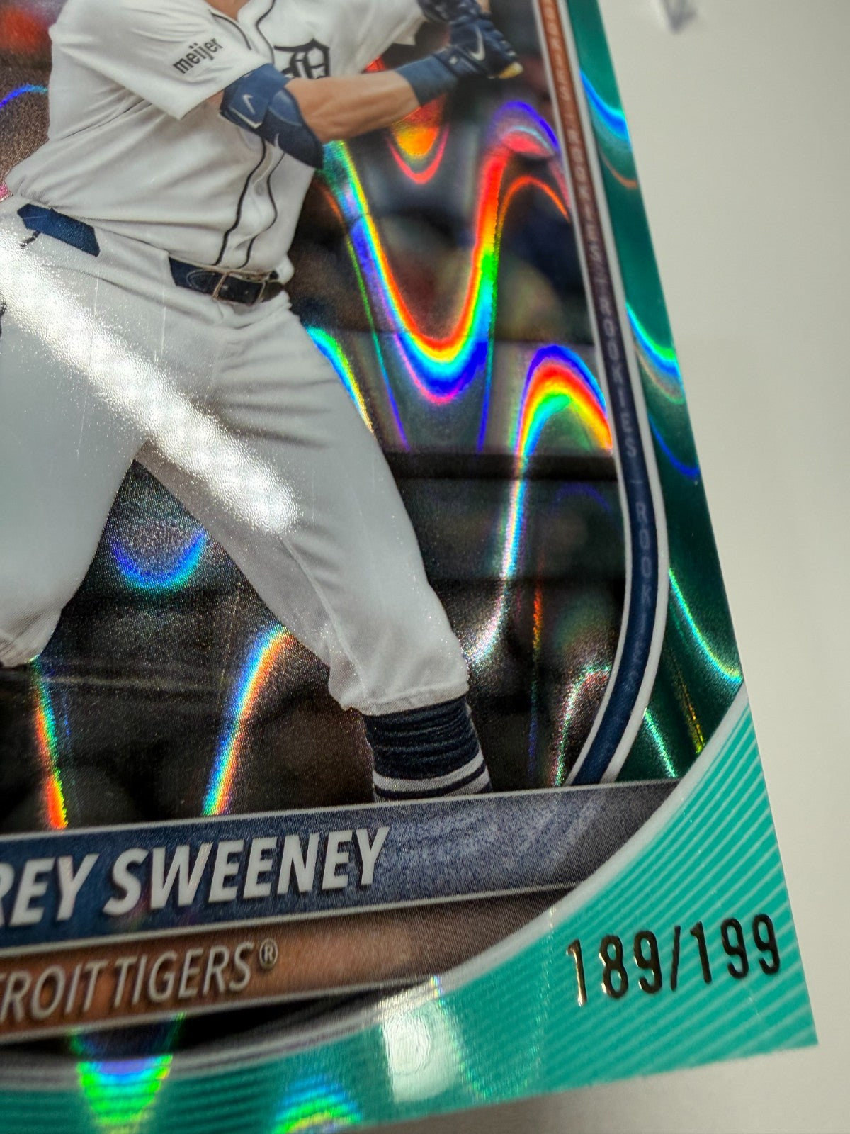 Trey Sweeney 2025 Bowman Chrome Aqua RayWave Refractor RC /199 #25 Tigers