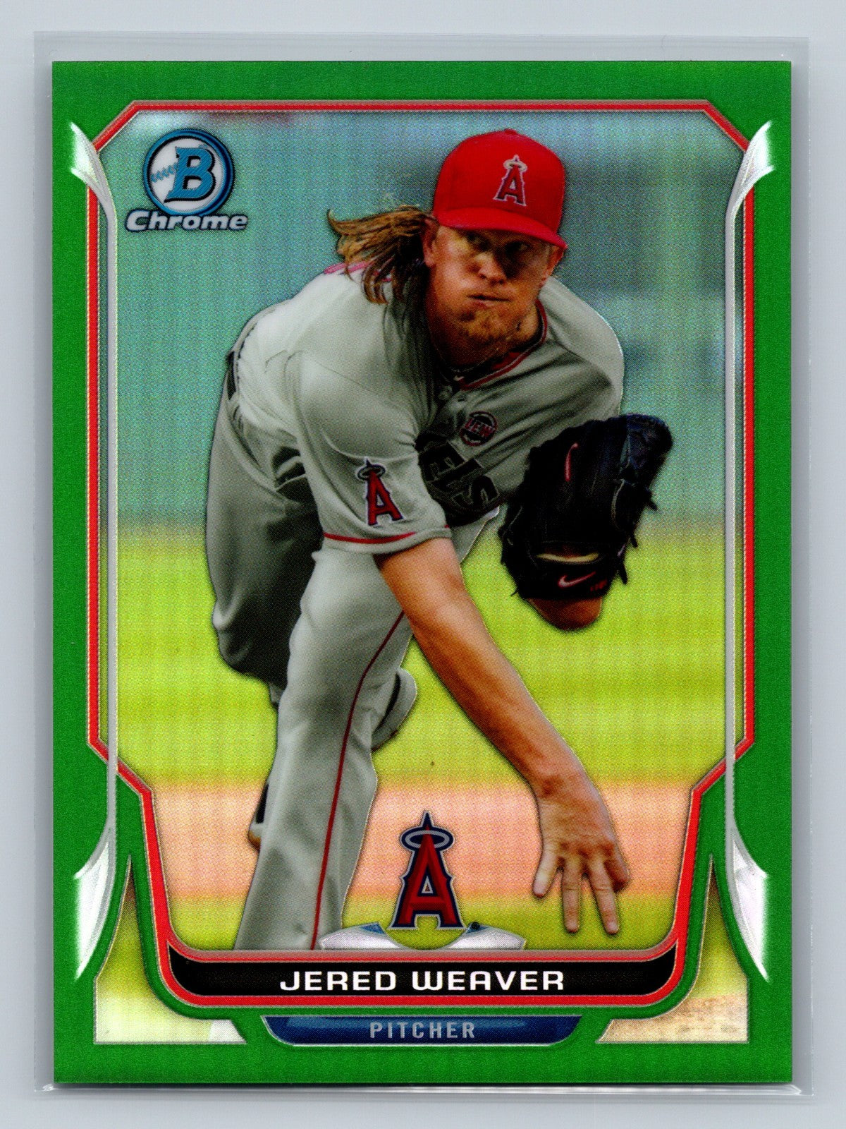 Jered Weaver 2014 Bowman Chrome Prospect Green Refractor /75 #136 Angels