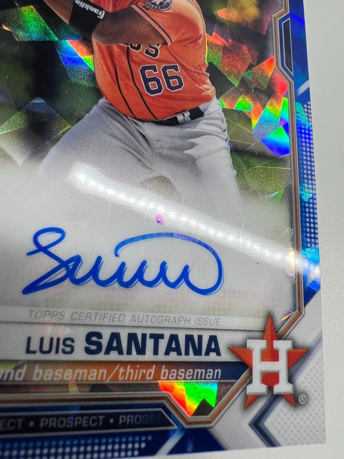 Luis Santana 2021 Bowman Chrome 1st Sapphire Edition Auto #BSPA-LS Astros