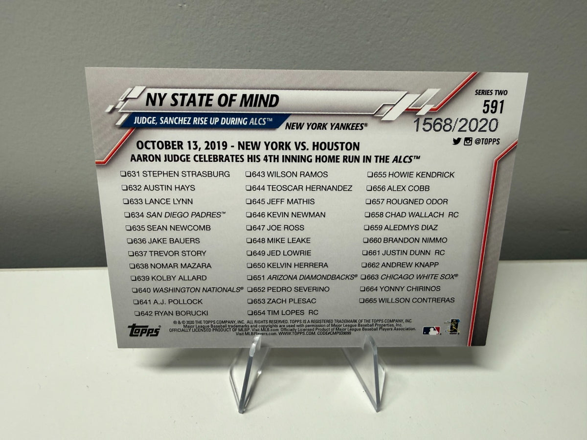 Aaron Judge Gary Sanchez 2020 Topps Series 2 Gold /2020 #591 Yankees