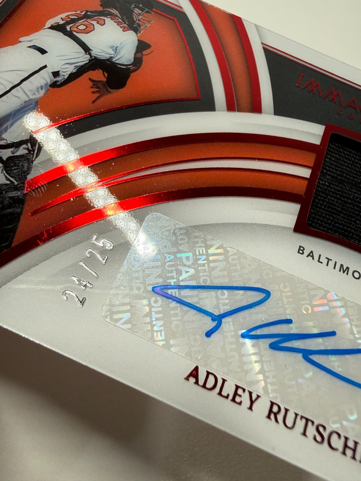 Adley Rutschman 2022 Panini Immaculate Ruby Patch Auto /25 #CIMS-AR Orioles
