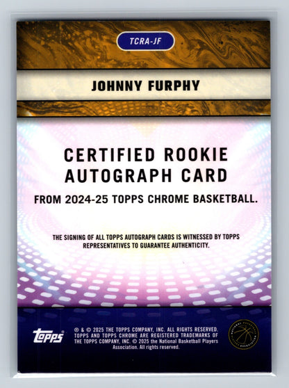 Johnny Furphy 2024-25 Topps Chrome Certified Rookie Auto RC #TCRA-JF Pacers