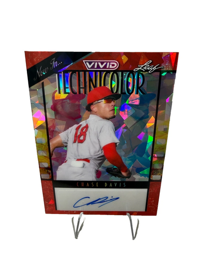 Chase Davis 2023 Leaf Vivid Technicolor Red Crystal Auto /8 #T-CD1 Cardinals