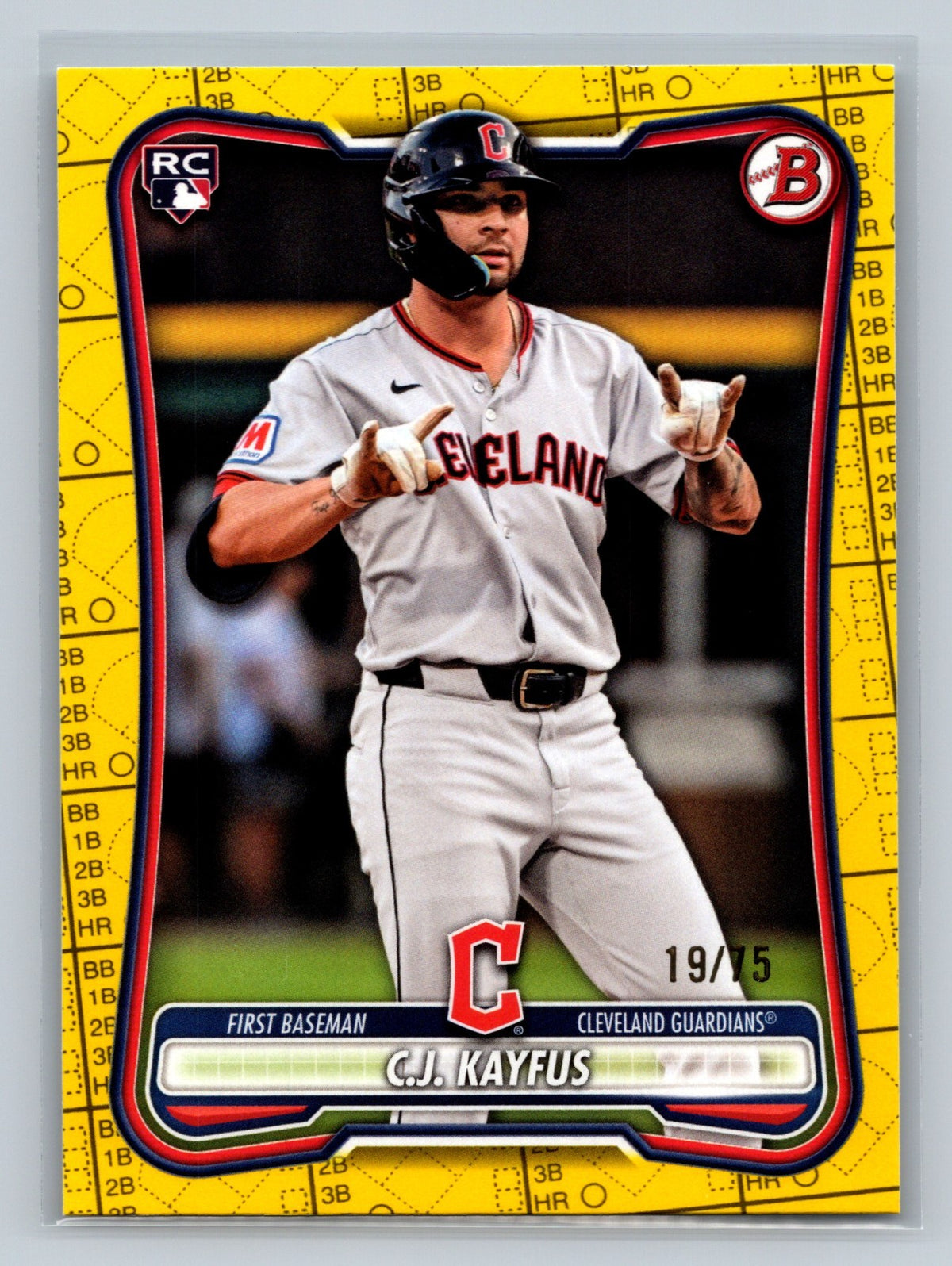 C.J. Kayfus 2026 Bowman Yellow Scorecard RC /75 #98 Guardians