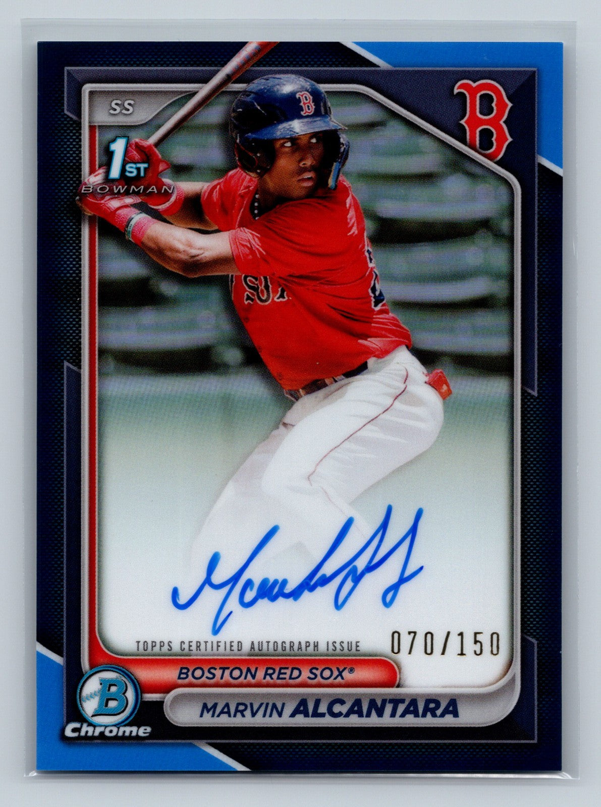 Marvin Alcantara 2024 Bowman Chrome 1st Blue Refractor Auto /150 #CPA-MA Red Sox