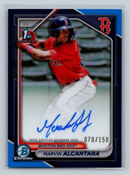 Marvin Alcantara 2024 Bowman Chrome 1st Blue Refractor Auto /150 #CPA-MA Red Sox