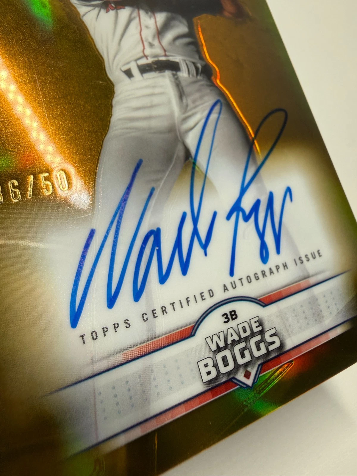 Wade Boggs 2025 Topps Stadium Club Chrome Gold Refractor Auto /50 #SCCA-WB