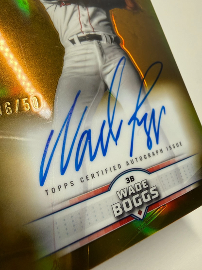 Wade Boggs 2025 Topps Stadium Club Chrome Gold Refractor Auto /50 #SCCA-WB