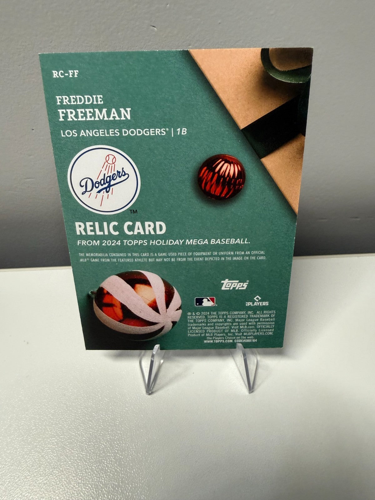 Freddie Freeman 2024 Topps Holiday Relic #RC-FF Dodgers