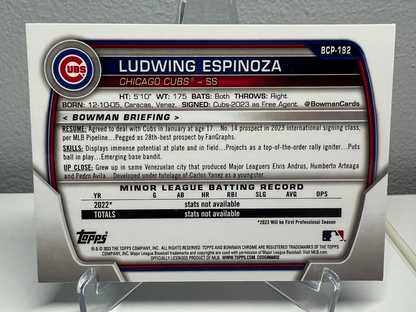 Ludwing Espinoza 2023 Bowman Chrome 1st Mega Box Mojo Refractor #BCP-192 Cubs