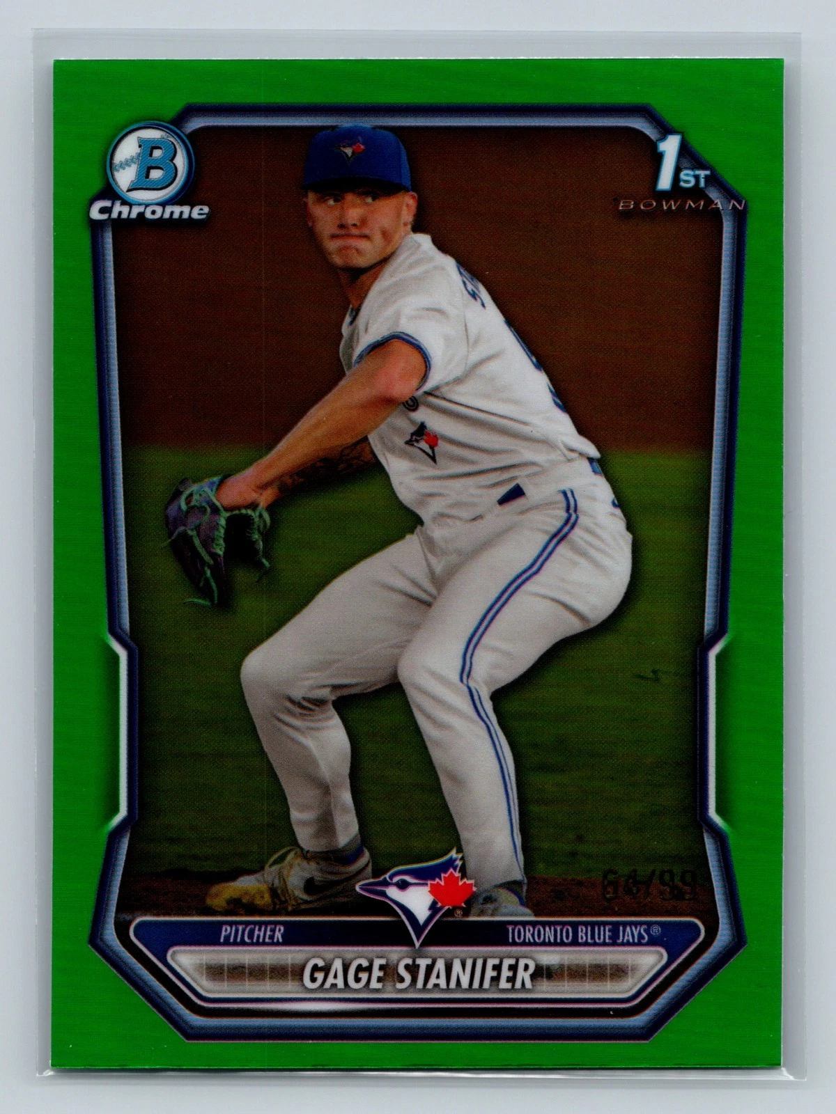 Gage Stanifer 2026 Bowman Chrome 1st Green Refractor /99 #BCP-37 Blue Jays